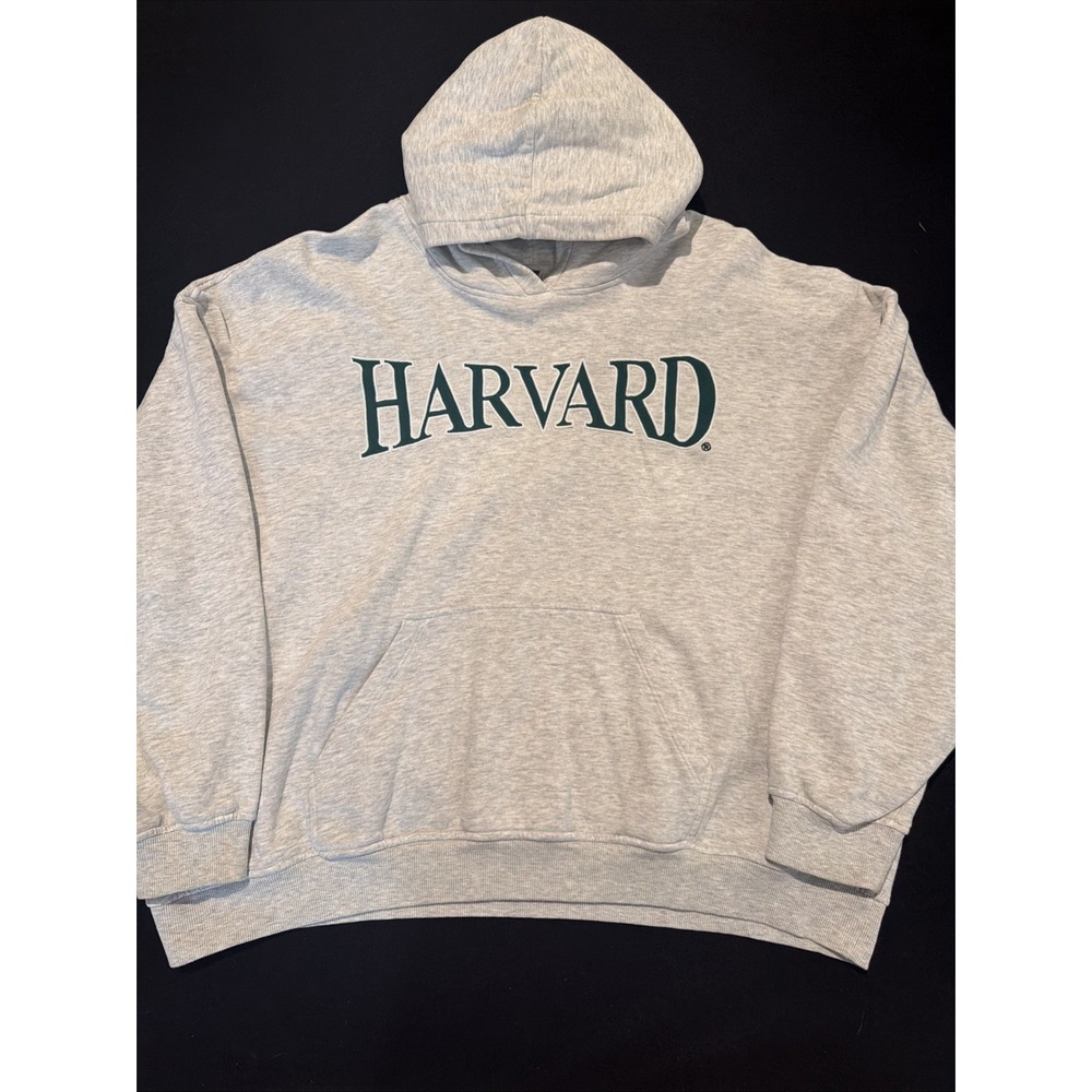 Harvard University Hoodie Sweatshirt Gray W/Green Lettering Women's XL